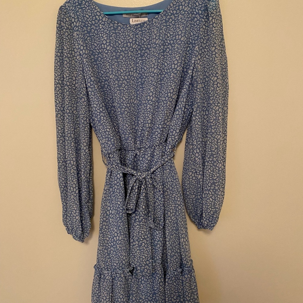 Baby blue leopard print dress. Size: XL